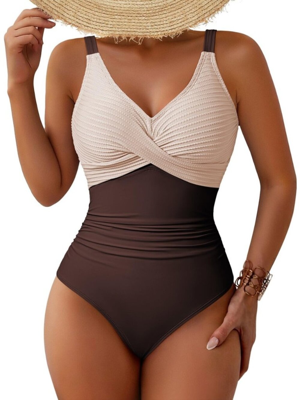 Women One Piece Swimsuit Patchwork Tummy Control Bathing Suits